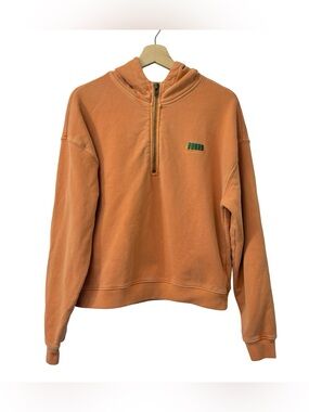 Budro Half Zip Orange 100% Cotton Made in The USA Hoodie Size Small
